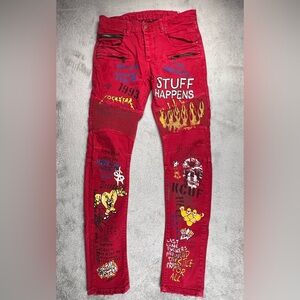 Rockstar Original Jeans Mens 30x33 Pants Ultra Slim  Graffiti Style Painted